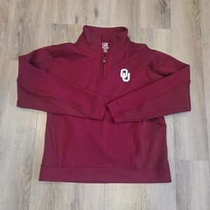 OU Oklahoma Sooners Mens Med Cutter Buck 1/4 Zip Pullover Sweatshirt Sweater Red